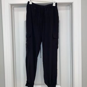 Halogen black silky cargo joggers